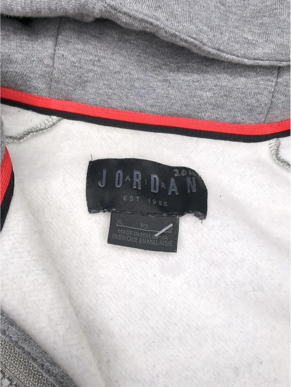 Nike Air Jordan Hoodie Mens XL Gray Jumpman Fleece Full Zip Jacket X-Large